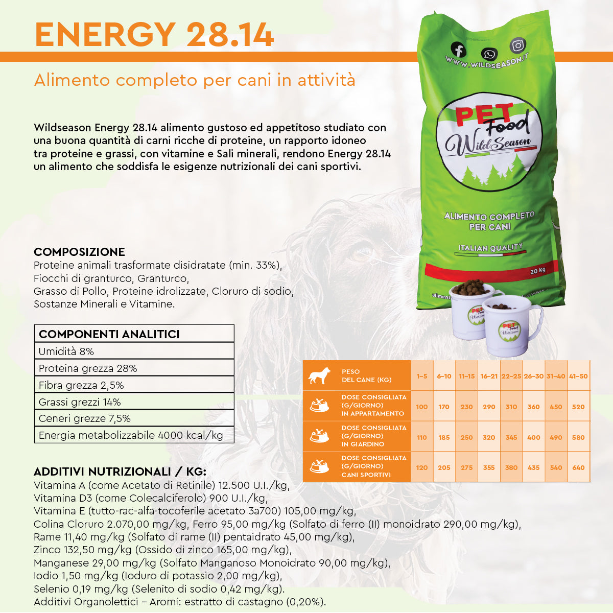 Wildseason Energy 28.14 - Mangime per cani adulti 20 Kg